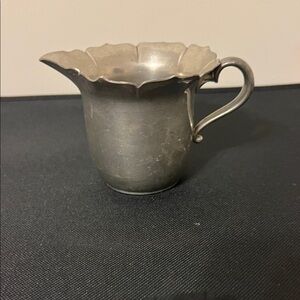 Vintage Pewter Creamer with Scalloped Edge